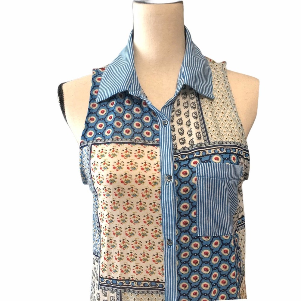 amang NY sleeveless “ patchwork “ top. M - Picture 2 of 13